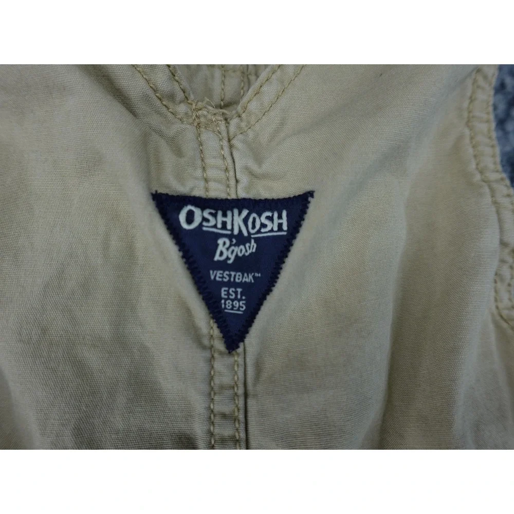 OshKosh B'gosh Overalls Toddler 2T Tan Khaki Cotton Vestbak Canvas Bibs